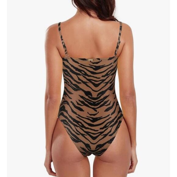 NEW Relleciga Animal Print 1 Piece Swimsuit S Adjustable Straps Removable Cups - Picture 2 of 6